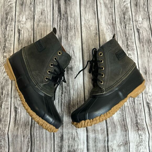 Vintage SOREL Kaufman Black and Gray Winter Boots Sz 6 - Picture 2 of 11